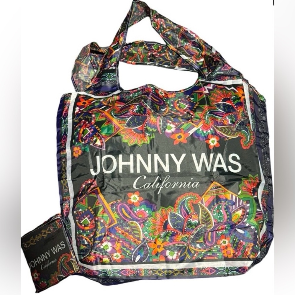 Johnny Was Reusable Nylon Shopping Tote with a retro 70s vibe. NWT